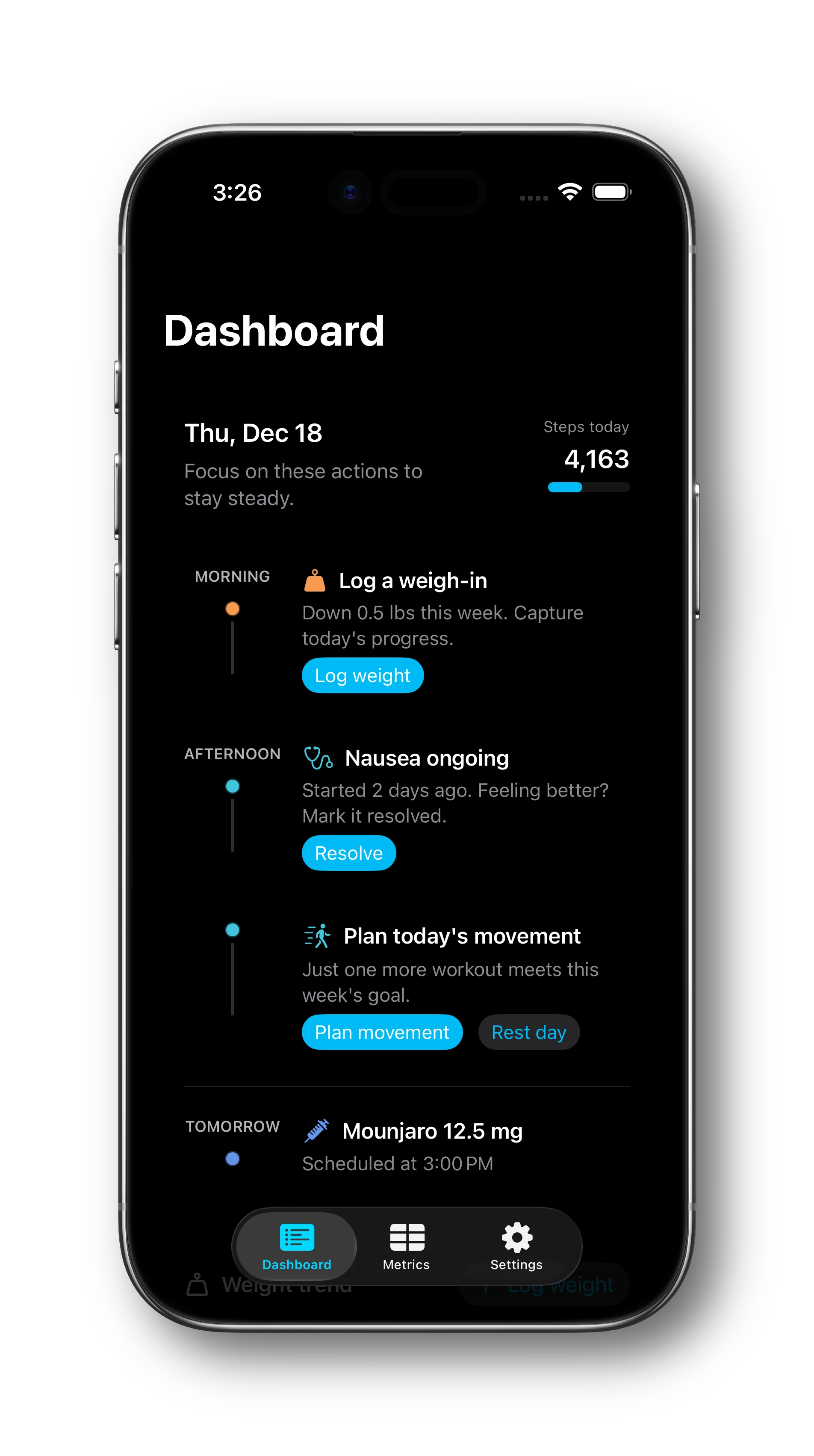 Dashboard Timeline - dark